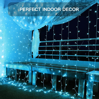 suddus Curtain Lights for Bedroom, 200 Led 6.5ft x 6.5ft Hanging String Lights Outdoor, Fairy