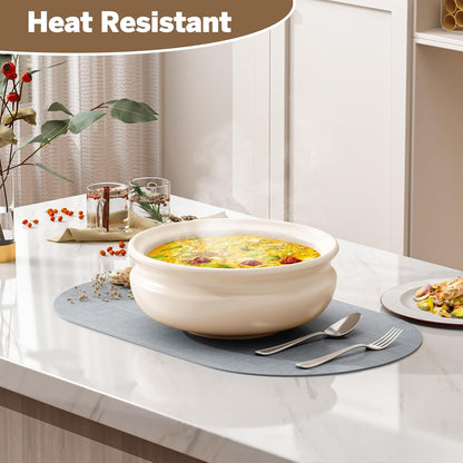 DOLOPL Large Placemats Set of 6, Oval Reversible Wipeable & Non-Slip Place Mats, Modern Faux