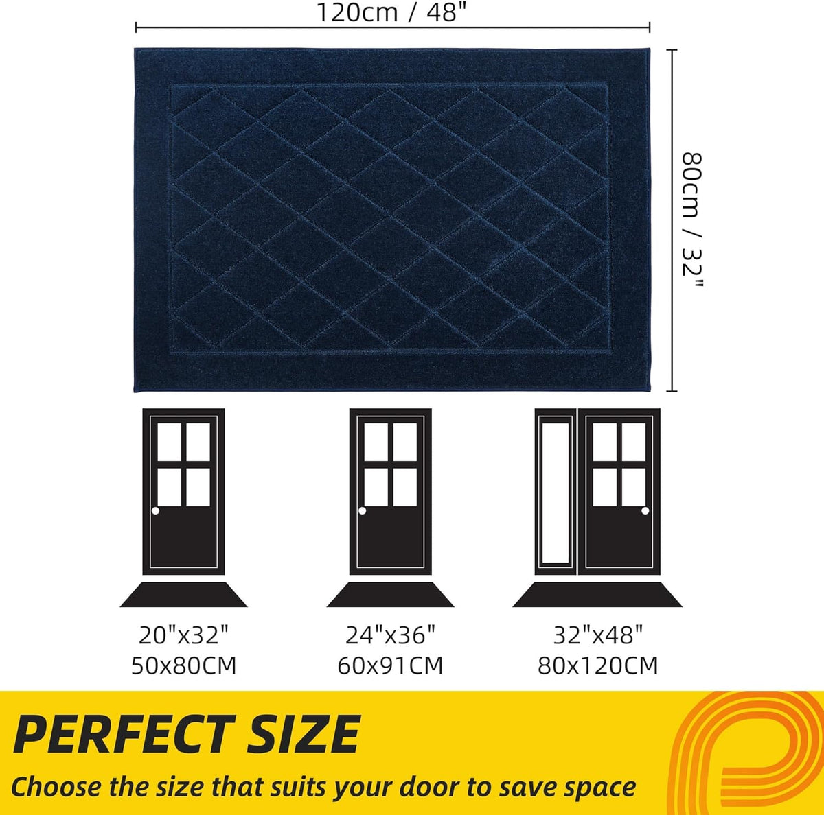 JSEI Dirt Trapper Door Mat 32"x48", Non-Slip Washable Entryway Mats, Dog Door Mat, Stain Resistant