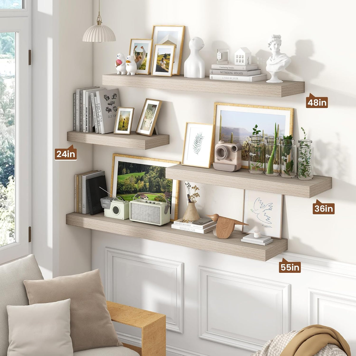 Heimlove 36 Inch Floating Shelves for Wall Set of 2,Wall Shelves for Storage & Decor - Heavy Duty