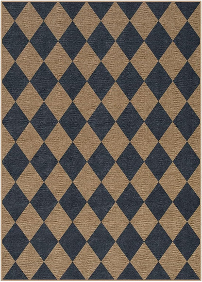 Lahome Checkered Easy Jute Washable Rug, 5x7 Area Rugs for Living Room Nature Large Dining Room