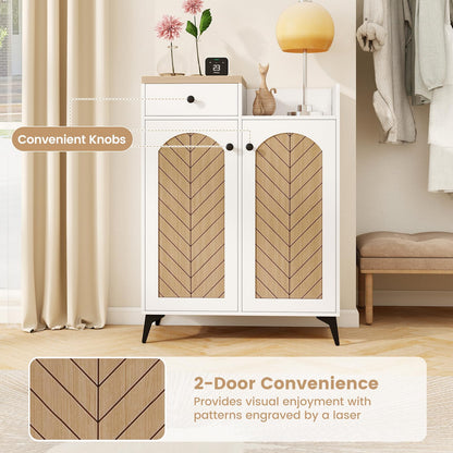 GIANTEX Shoe Storage Cabinet for Entryway, Shoe Cabinet with Doors, White