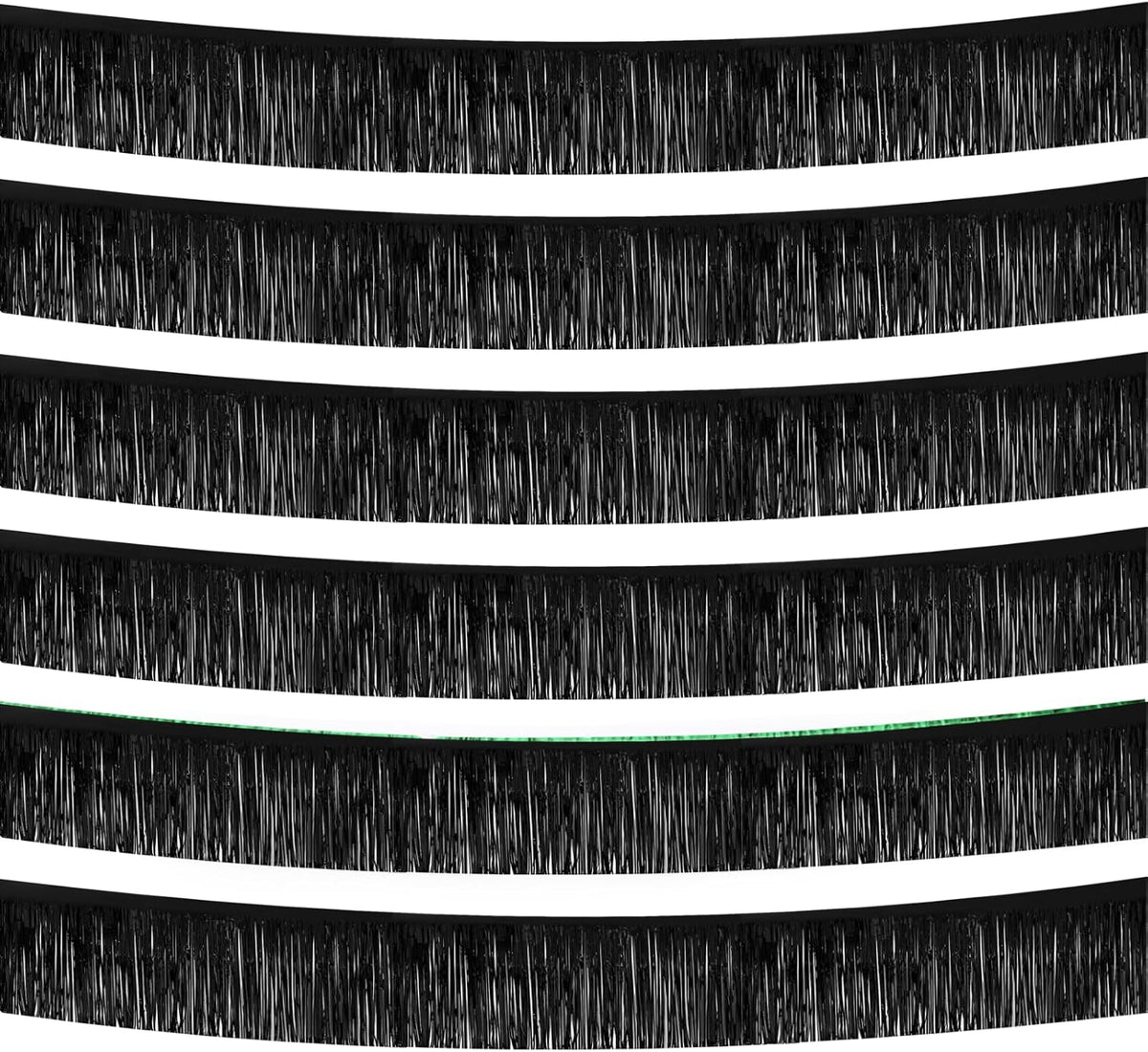 Black Foil Fringe Garland 10FT 6packs, Metallic Foil Tinsel Fringe Banners for Parade Float