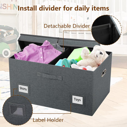 75 Quarts Extra Large Decorative Storage Bins with Lids, 3 Packs Dark Gray Collapsible Storage Bins