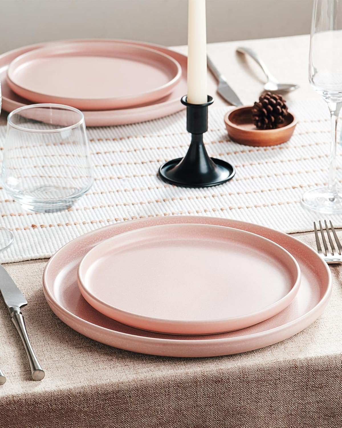 Famiware Milkyway Plates and Bowls Sets, 12 Pieces Dinnerware Sets, Reactive Glaze Dish Set