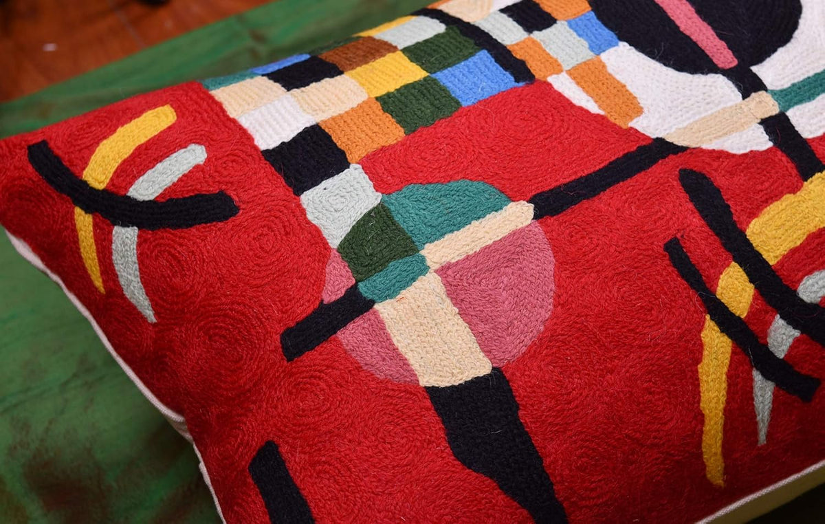 Lumbar Kandinsky Red Modern Pillow Cover Counterweights Mid Century Chair Cushions Red Abstract