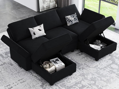 Belffin Modular Sectional Sofa with Double Chaise Velvet U Shaped Sofa Reversible Sectional Couch