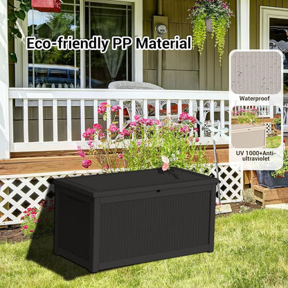 DRATO 260 Gallon Deck Box, Outdoor Large Waterproof Resin Storage Box with Lockable Lid for Patio