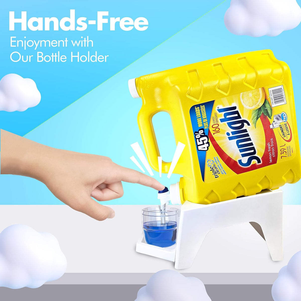TidyFriend Laundry Detergent Dispenser with Tray & Strap, Laundry Soap Dispenser with Non-Slip