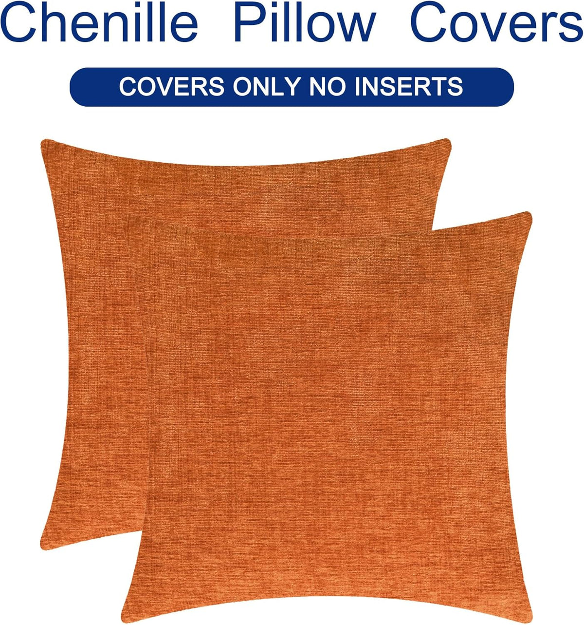 CaliTime Fall Throw Pillow Covers Decorative 18 X 18 Inches Pack of 2 Cozy Chenille Cushion Cases