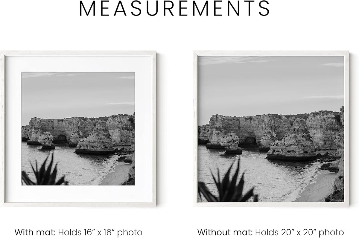HAUS AND HUES Solid Oak Wood 20”x20” Picture Frames Matted to 16”x16” Set of 3-3 Piece White Square