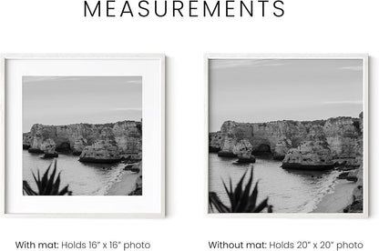 HAUS AND HUES Solid Oak Wood 20”x20” Picture Frames Matted to 16”x16” Set of 3-3 Piece White Square