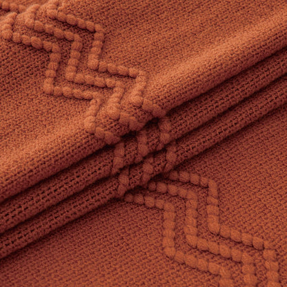 MIULEE Fall Rust Knitted Throw Blanket for Couch Terracotta Boho Textured Cozy Woven Rustic Blanket