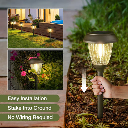 XMCOSY+ Solar Lights Outdoor 10/25 LM LED with 2 Lighting Modes, Solar Garden Lights Glass and