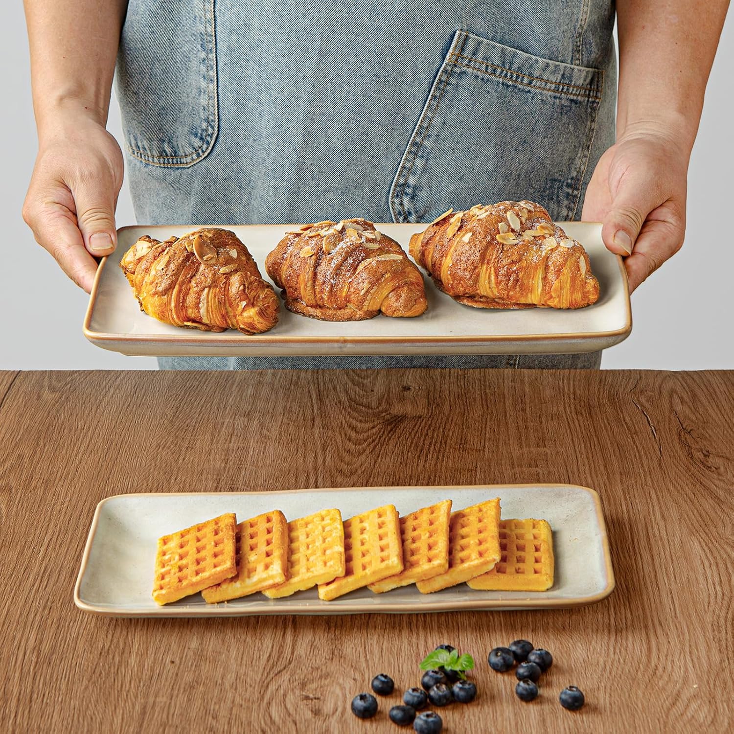 famiware Serving Platter, Rectangular 15.67/14.1/12.6 inch Serving Dishes for Entertaining