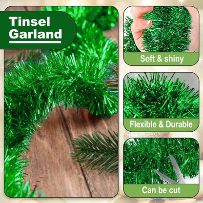 25 Feet Metallic Twist Tinsel Garland Backdrop for Parade Floats, Christmas Eve, New Year