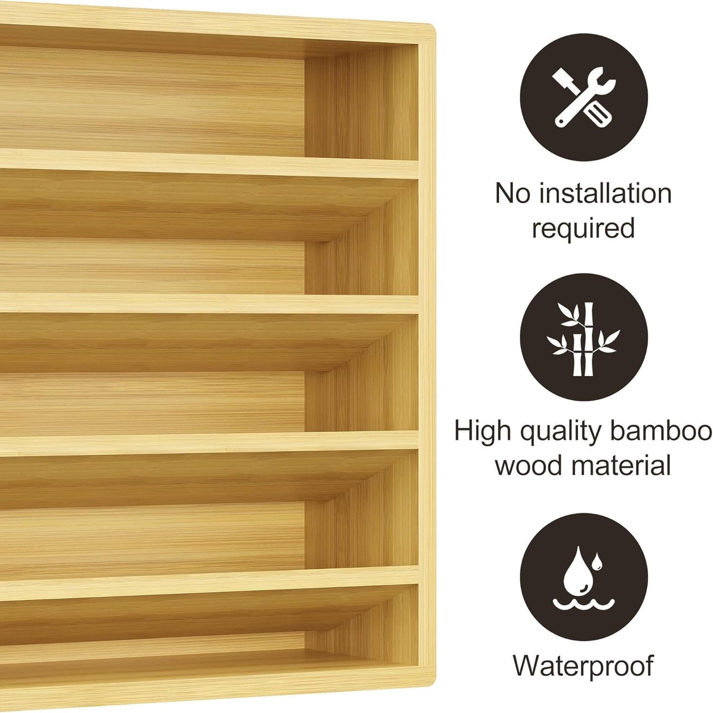 Orimade 4 Tier Spice Rack Organizer for Cabinet, Freestanding Bamboo Seasoning Rack for Countertop