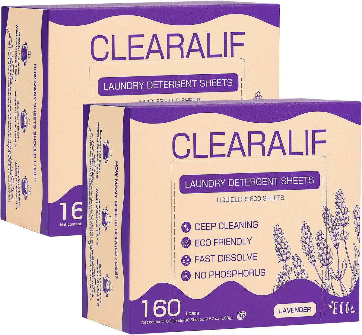 Laundry Detergent Sheets (160 Sheets), Lavender,Up to 320 Loads - Great For Travel,Apartments