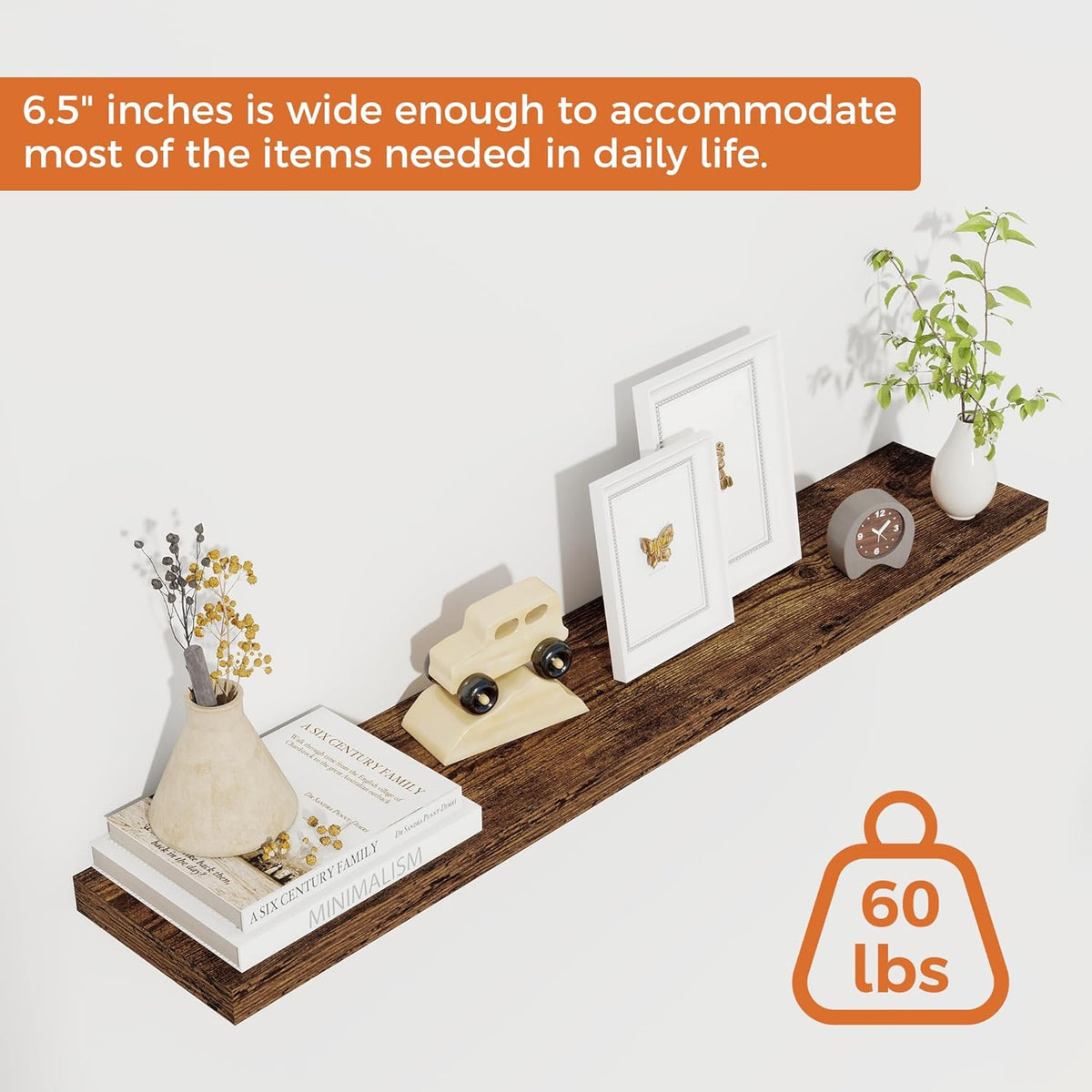 36Inch Floating Shelves for Wall 2 Pack Wood Shelves for Kitchen, Bathroom, Bedroom Wall Mounted