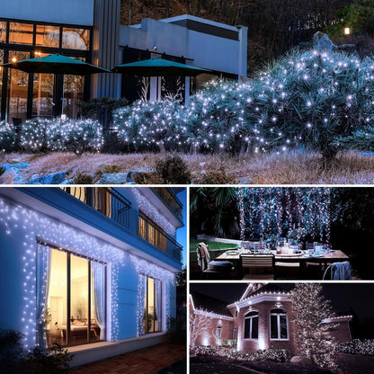 4 Pack Solar String Lights Outdoor - 320LED 132FT Solar Fairy Lights Outside Waterproof with 8
