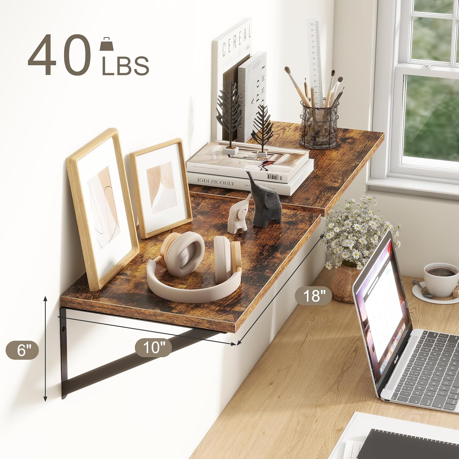 18"W x10"D Floating Shelves, Farmhouse Wall Shelves Home Decor Shelf, Deep Bathroom Shelves with