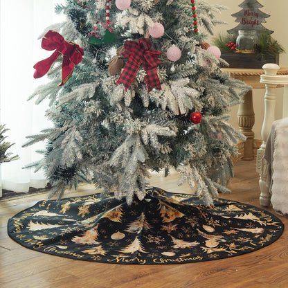 CROWNED BEAUTY Merry Christmas Tree Skirt Collar 48 Inch Xmas Trees Snowflakes Soft Farmhouse