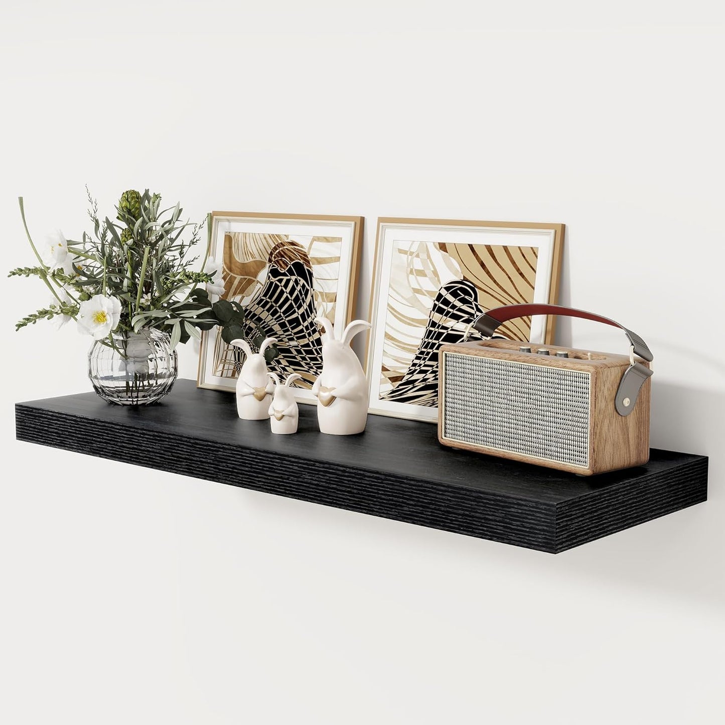 Black Floating Shelves 36 Inch Long, 12 Inch Deep Floating Shelves for Wall, 36 x 12 Shelves for