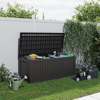 Vixzen 150 Gallon Resin Deck Box, Lockable Outdoor Storage Box for Patio Cushions Storage