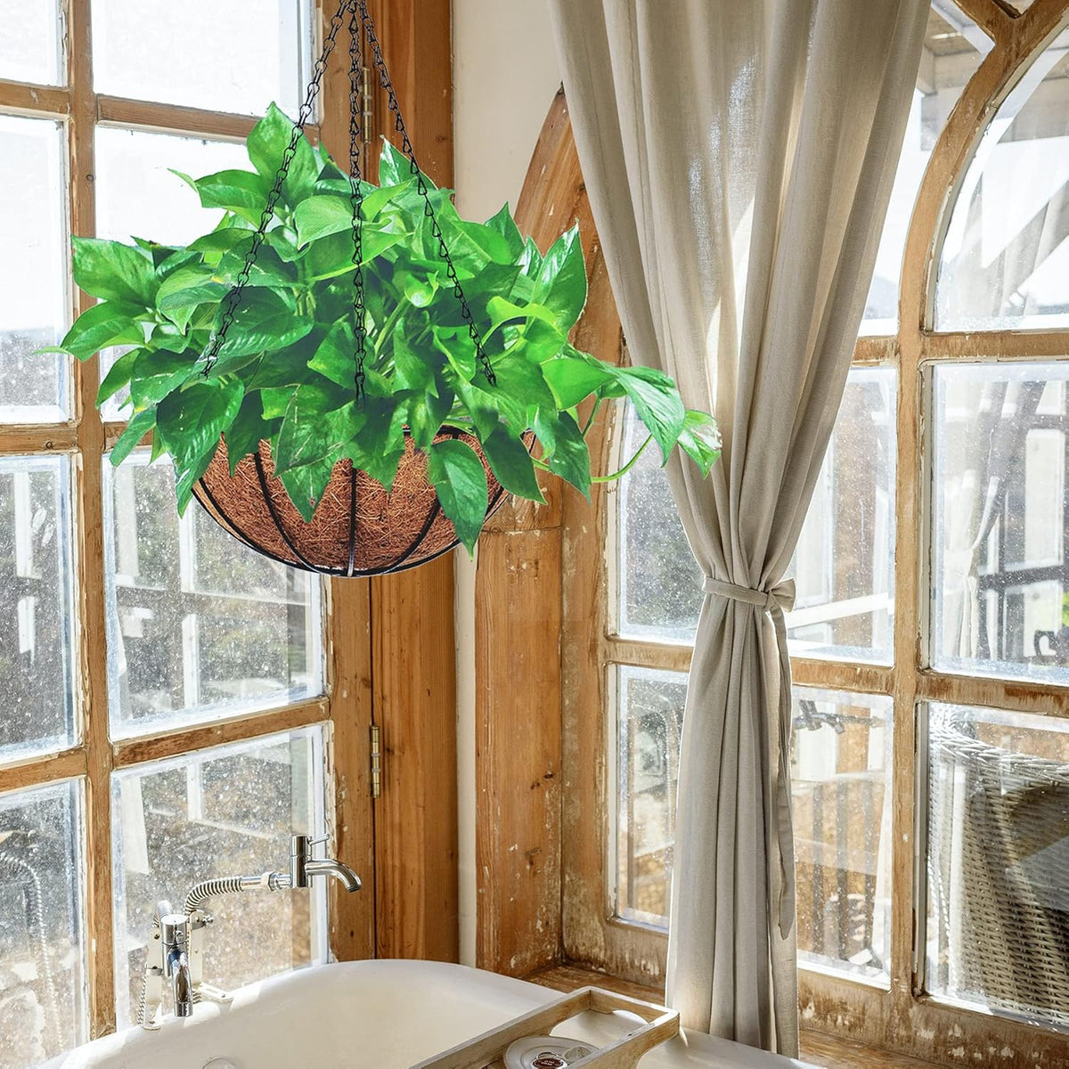 Hanging Planters Basket Outdoor Indoor(14 inch 4 Pack)-Coconut Coir Hanging Baskets for Plants