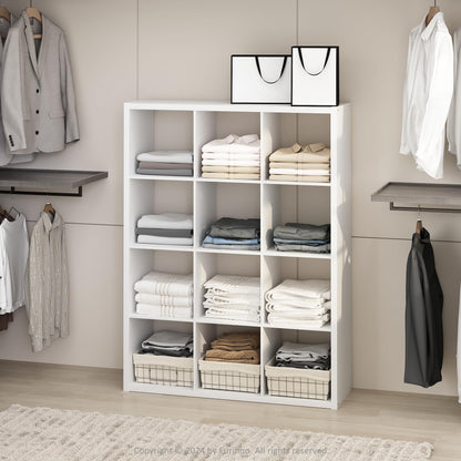 Furinno Cubic Extra Thick 12-Cube Closet Organizers and Storage, White