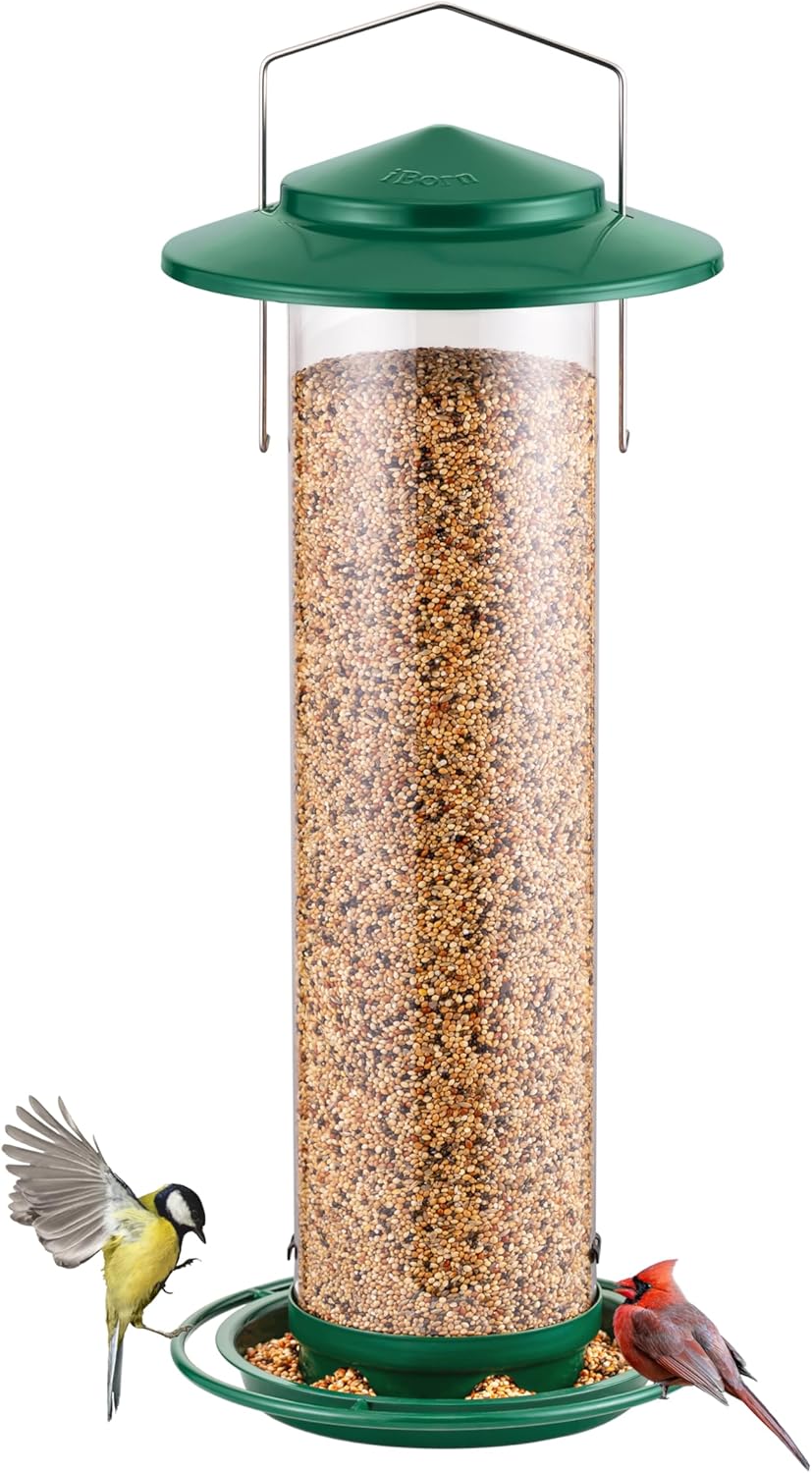 iBorn Metal Bird Feeder for Outside Hanging,Wild Bird Feeders for Cardinal,18cm Large