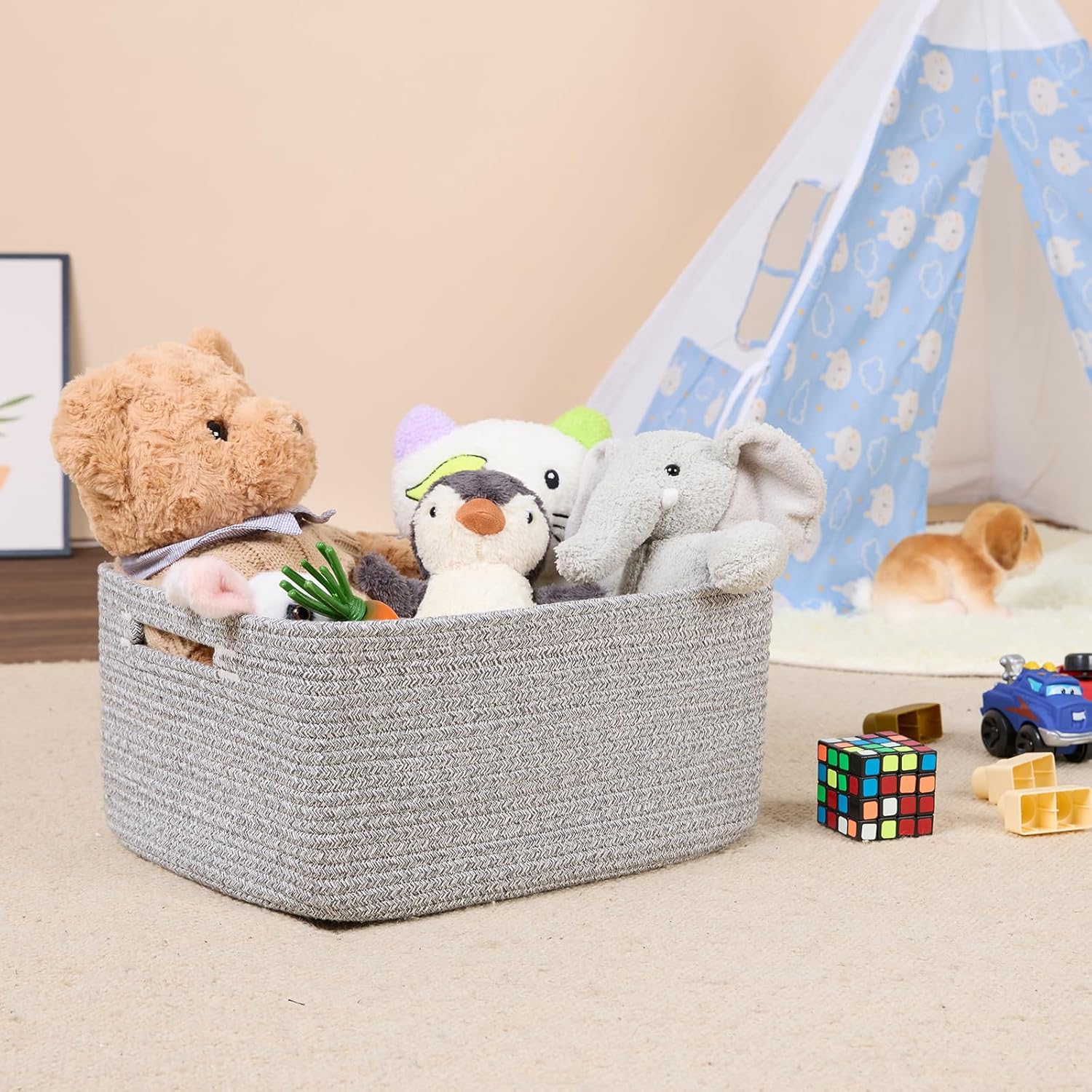 Large Storage Baskets for Shelves, Closet Organizers Bins for Clothes Blanket Towels, Baby Nursery