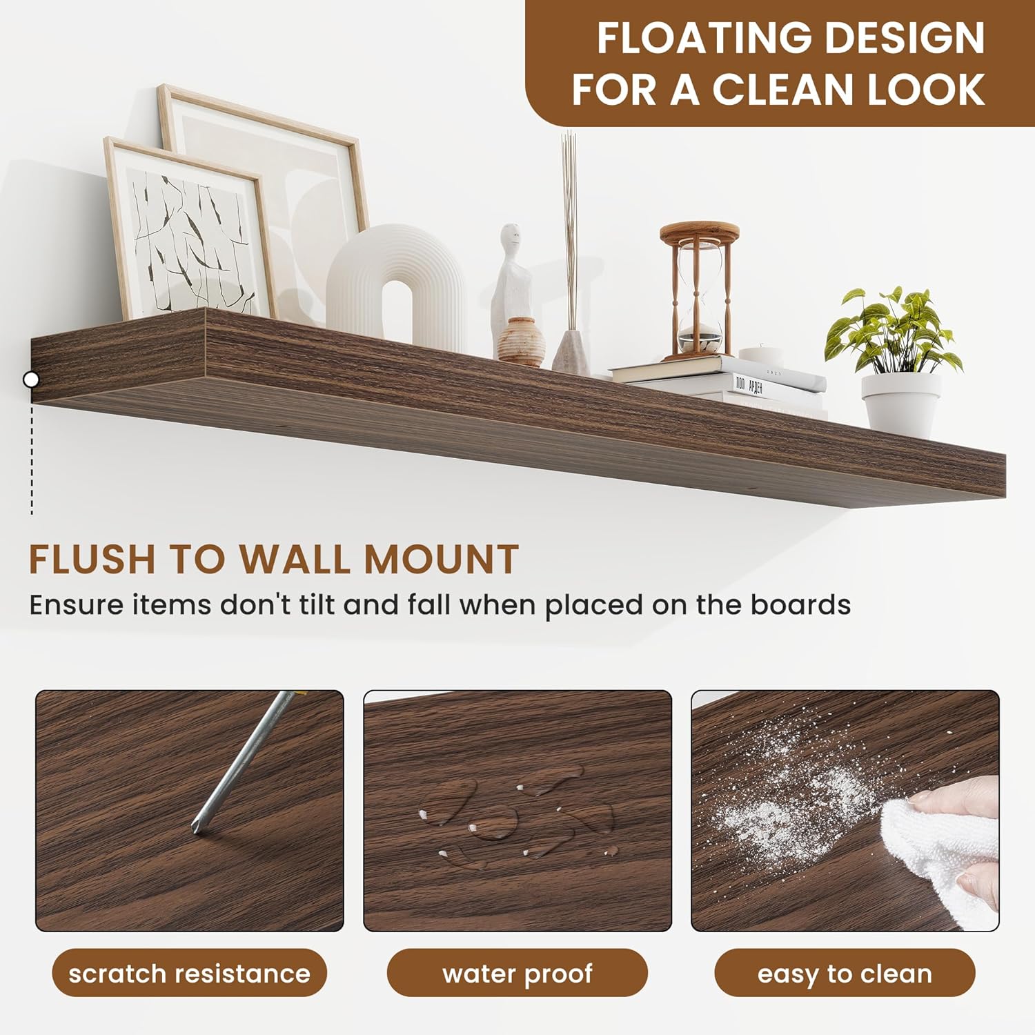 fuqing Floating Shelves for Wall, Bathroom Shelf Wall Mounted for Storage, Shelves with Invisible