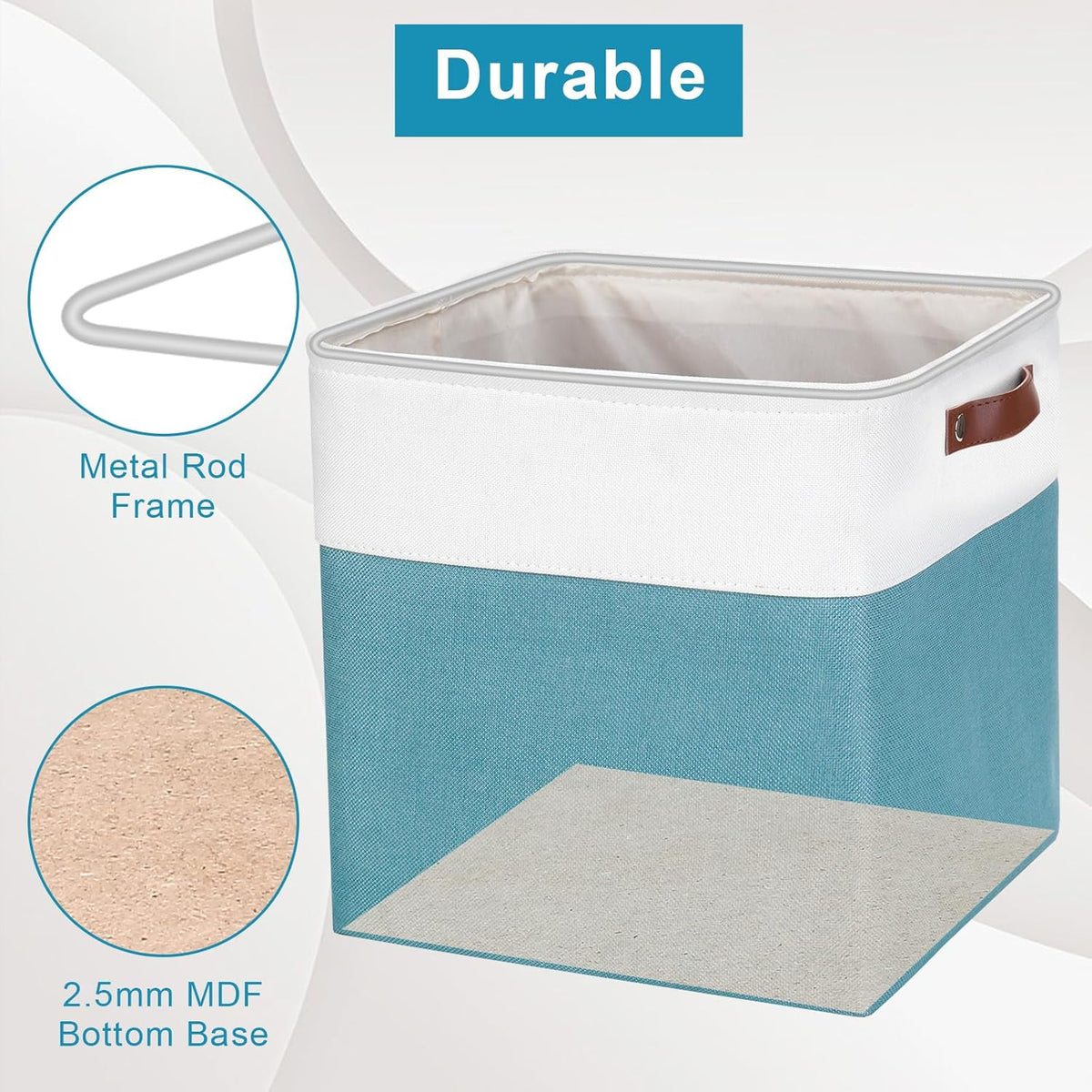 13x13 Cube Storage Bins, Collapsible Fabric Storage Box, 4 Pack Closet Baskets with Handles for