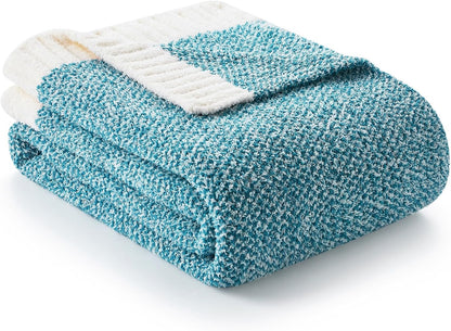Snuggle Sac Teal Blue Oversized Throw Blankets,Super Soft Warm Cozy Throw Blankets for Couch, Knit