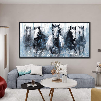DUNHUANG ART Rustic Equine Gallop Canvas Wall Art - Stunning Horse Themed Decor for Living Room
