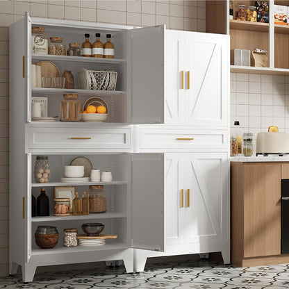 71 "Farmhouse Metal Filing Cabinet with a Drawer and 4 Adjustable Shelves, with 4 Large barn Door