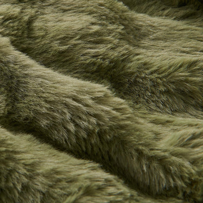 Lotus Karen Faux Fur Blanket Dark Green - Big Bubble Rabbit Fluff King Blankets for The Bed,Softest