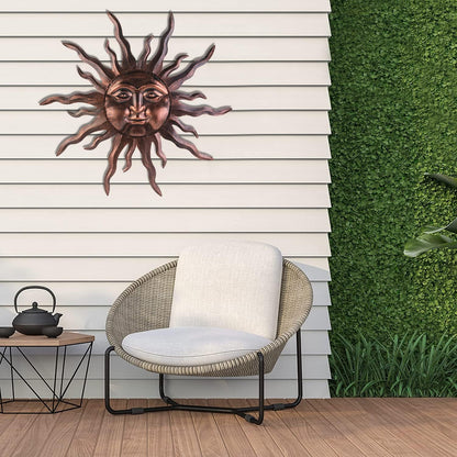 VZVXCC Large Metal Sun Wall Art Decor- 30 inches Sun Wall Hanging Decoration for Indoor Outdoor, 3D