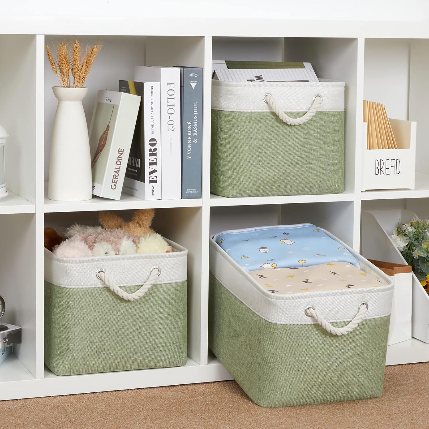 Bidtakay Large Fabric Baskets for Organizing [3-pack] Closet Organizers and Storage Baskets for