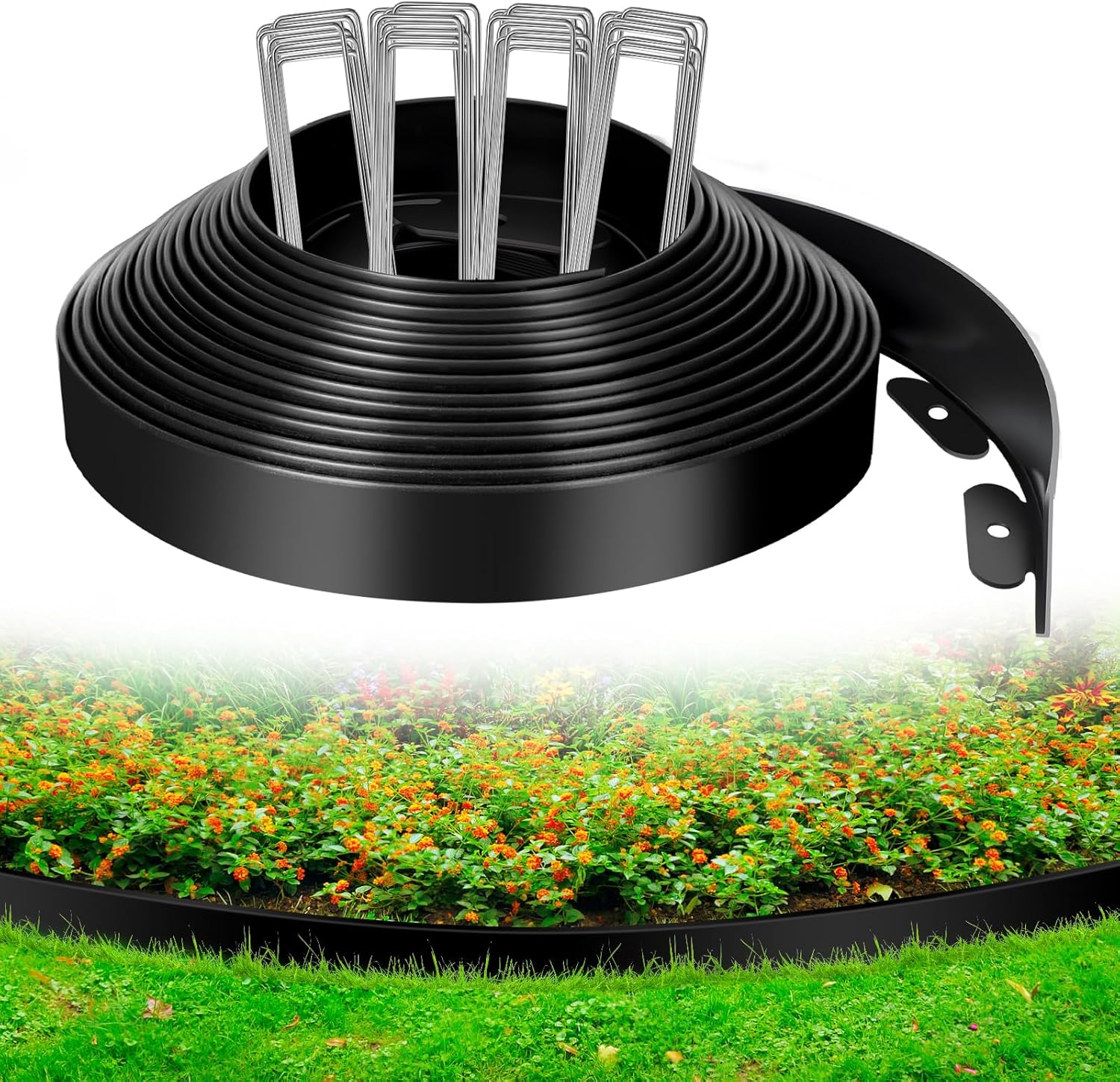 1.5 Inch x 100 FT (Multiple Sizes Available) Landscape Edging, Garden Edging Borders with 100pcs