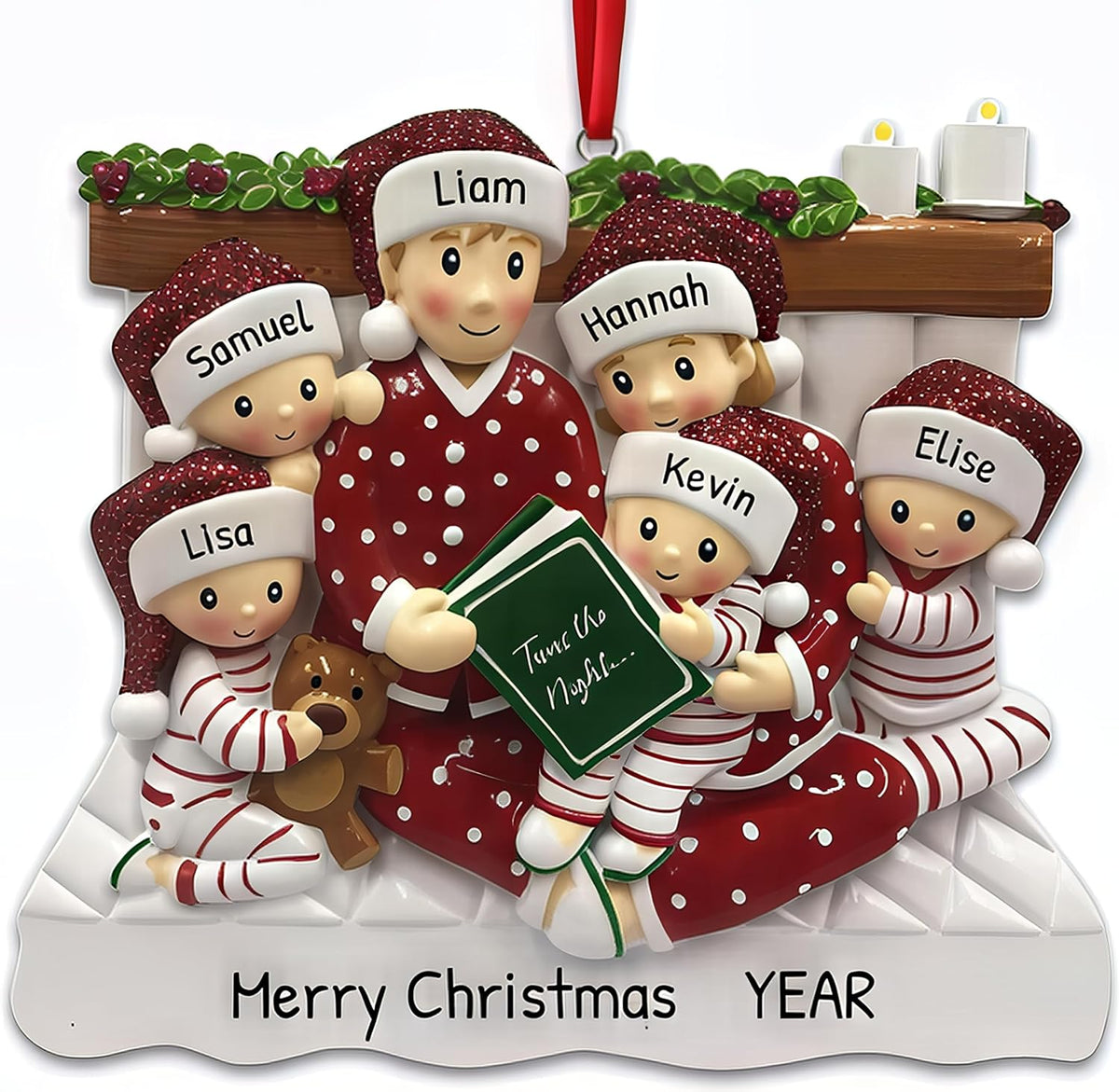 Bedtime Storytelling Family of 6 Christmas Ornament 2025 Personalized Family Christmas Ornaments