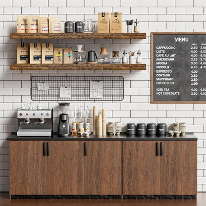Heimlove 40 Inches Floating Shelves for Wall,9.3" Deep Rustic Brown Long Floating Shelves Set of