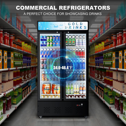 30 Cu.ft. Commercial Beverage Refrigerators Glass Door Refrigerator Upright Display Cooler with