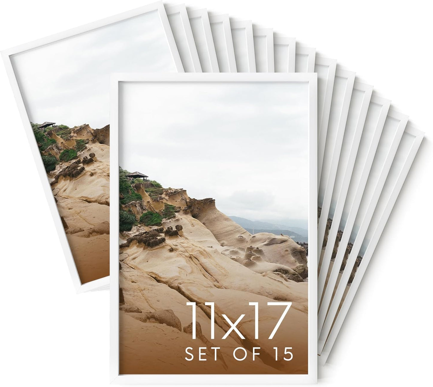 HAUS AND HUES 11x17 White Metal Picture Frames - Features Premium Aluminum, Vertical & Horizontal