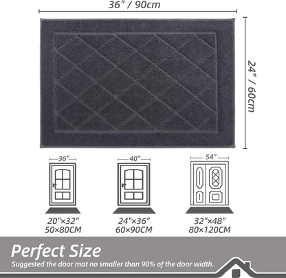 BEQHAUSE Dirt Trapper Door Mat 24" x 36", Doormat Non-Slip Entryway Rugs Washable, Dog Door Mat