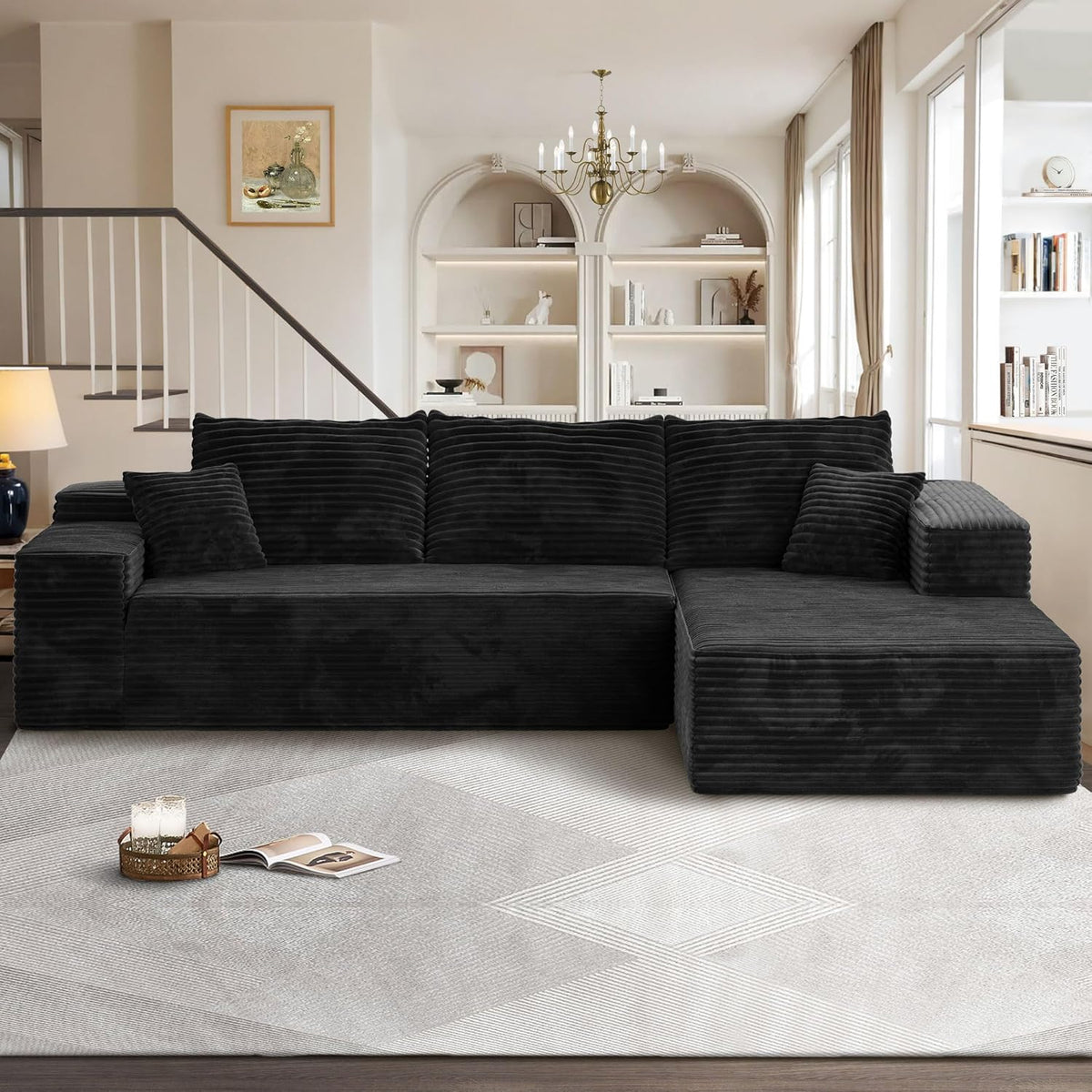 104" Cloudy Sectional L Shaped Couch for Living Room, No Assembly Required, Modular Comfy Sofa with