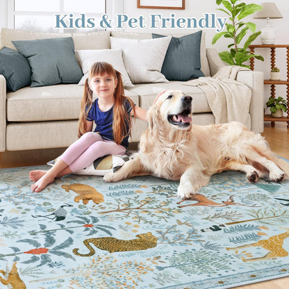 OJIA Animal Area Rugs 8x10, Soft 8x10 Washable Rugs for Living Room Bedroom, Non-Slip Boho