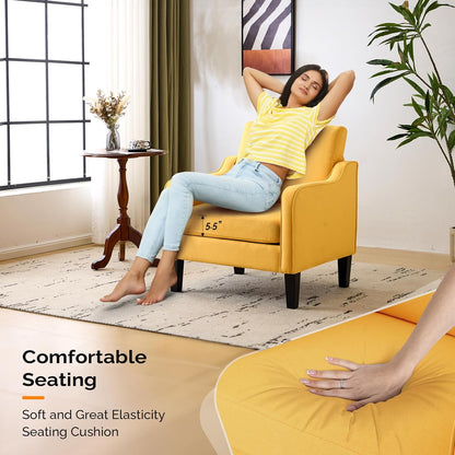 VINGLI Accent Chair for Living Room Chairs Yellow Reading Chair for Bedroom Scooped Arm Chair Mid