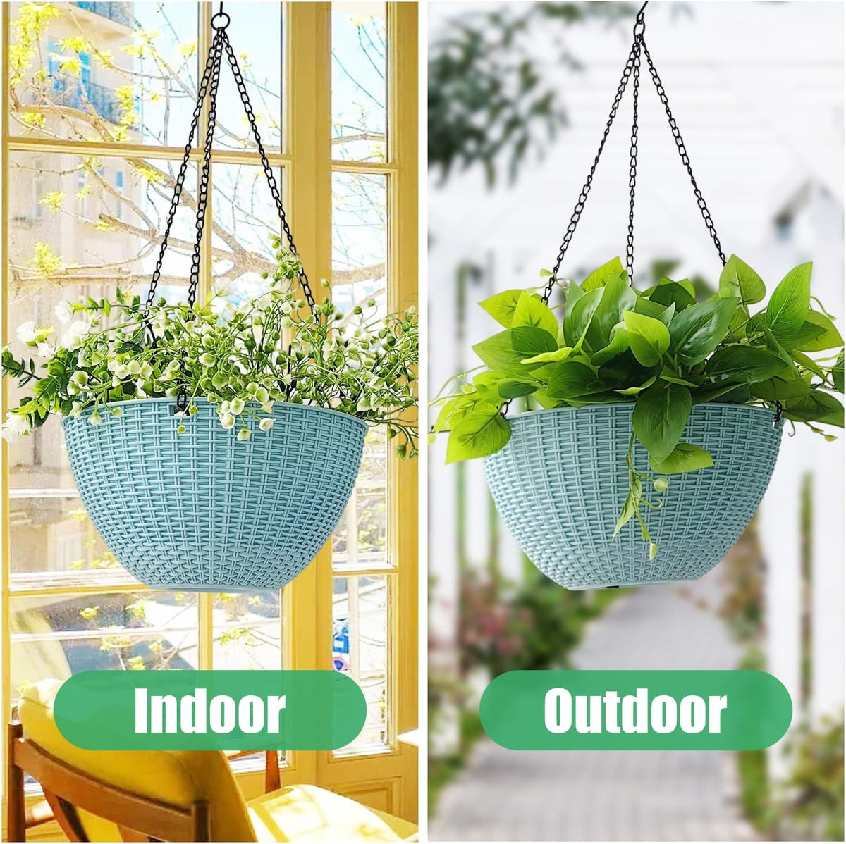 Hanging Planters for Indoor Plants 8/10 Inch, 4 Packs Plant Hanger Outdoor with Drainage Holes